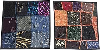 Mogul Interior Designer Throw Pillow Sham Black Vintage Sequin Patchwork Cotton