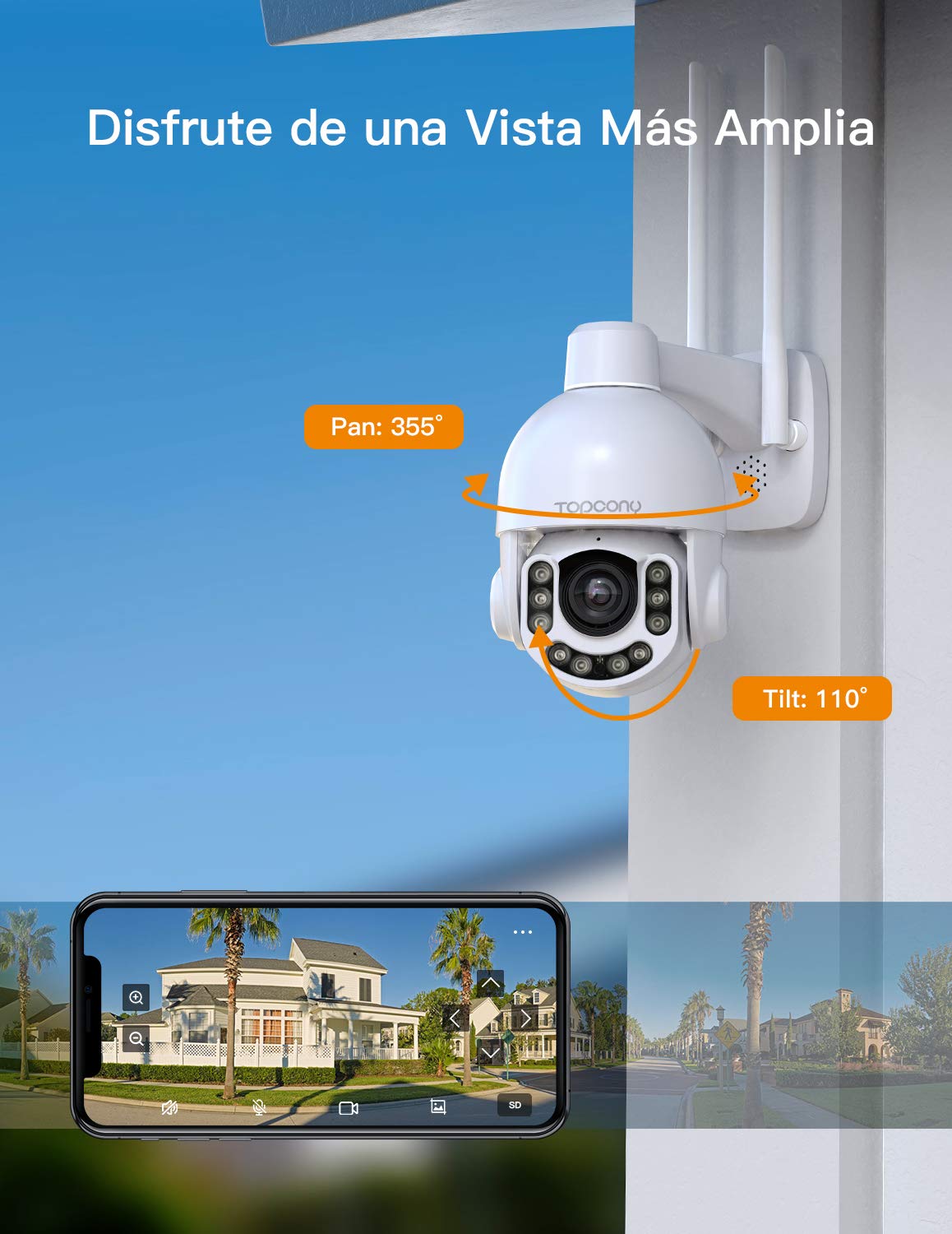 Topiky 2K Raamcamera – 5G & 2,4GHz WiFi, Kleuren Nachtzicht, Bewegingsdetectie, 2-weg Audio, 100 DB Alarm, Geen Boren, Geschikt Voor Binnen