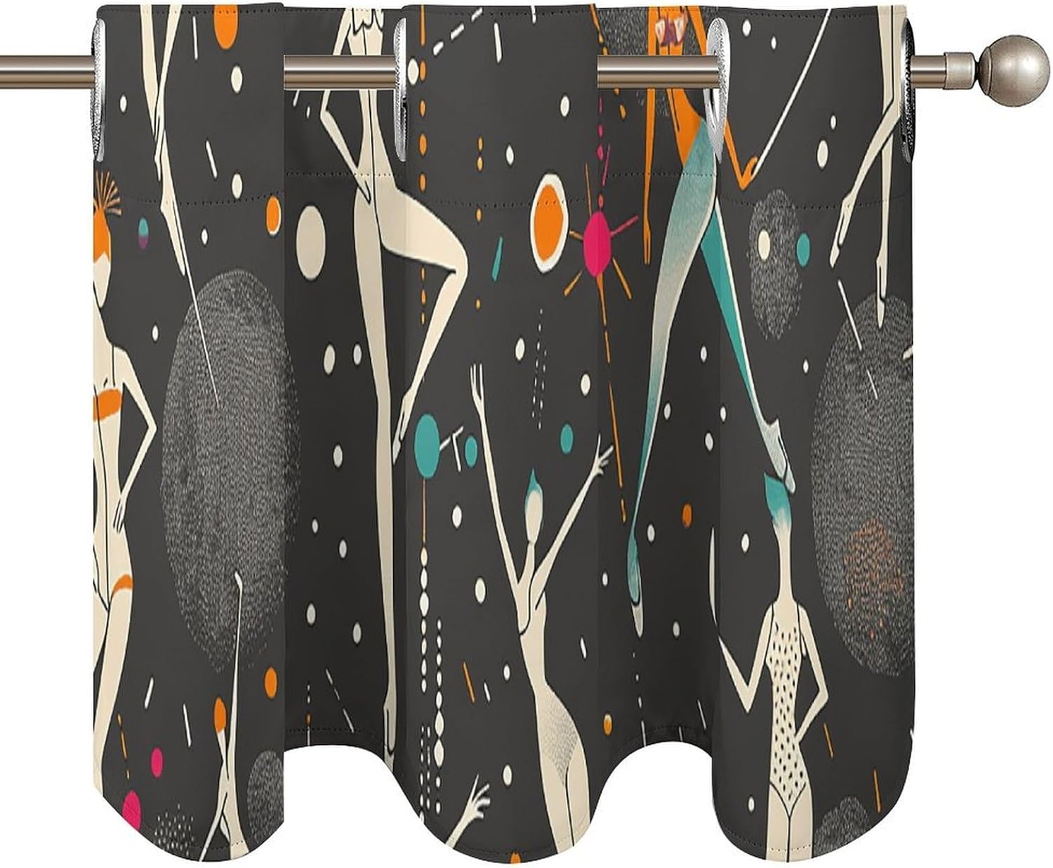 Line Drawing People Valance for Windows, 2 Pack Kitchen Curtains Modern Home Decor, Soft Blackout Window Curtains for Living Room & Bedroom, 18 X 52 Inch