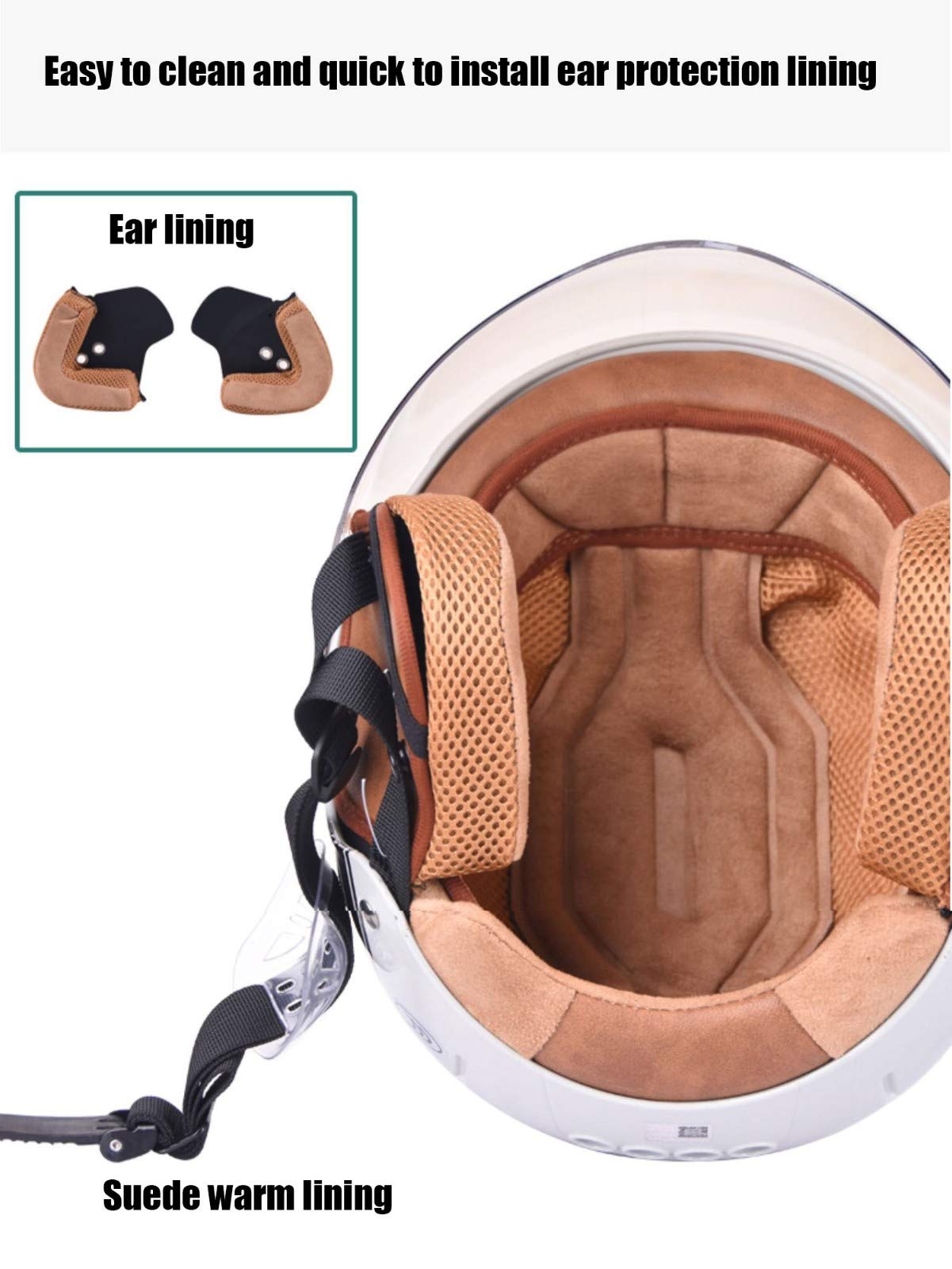 Casco Moto Vintage Jet Demi: Modello Pilota Omologato ECE 22-05 Con Visiera Parasole, Per Uomo E Donna, Stile Scooter E Chopper