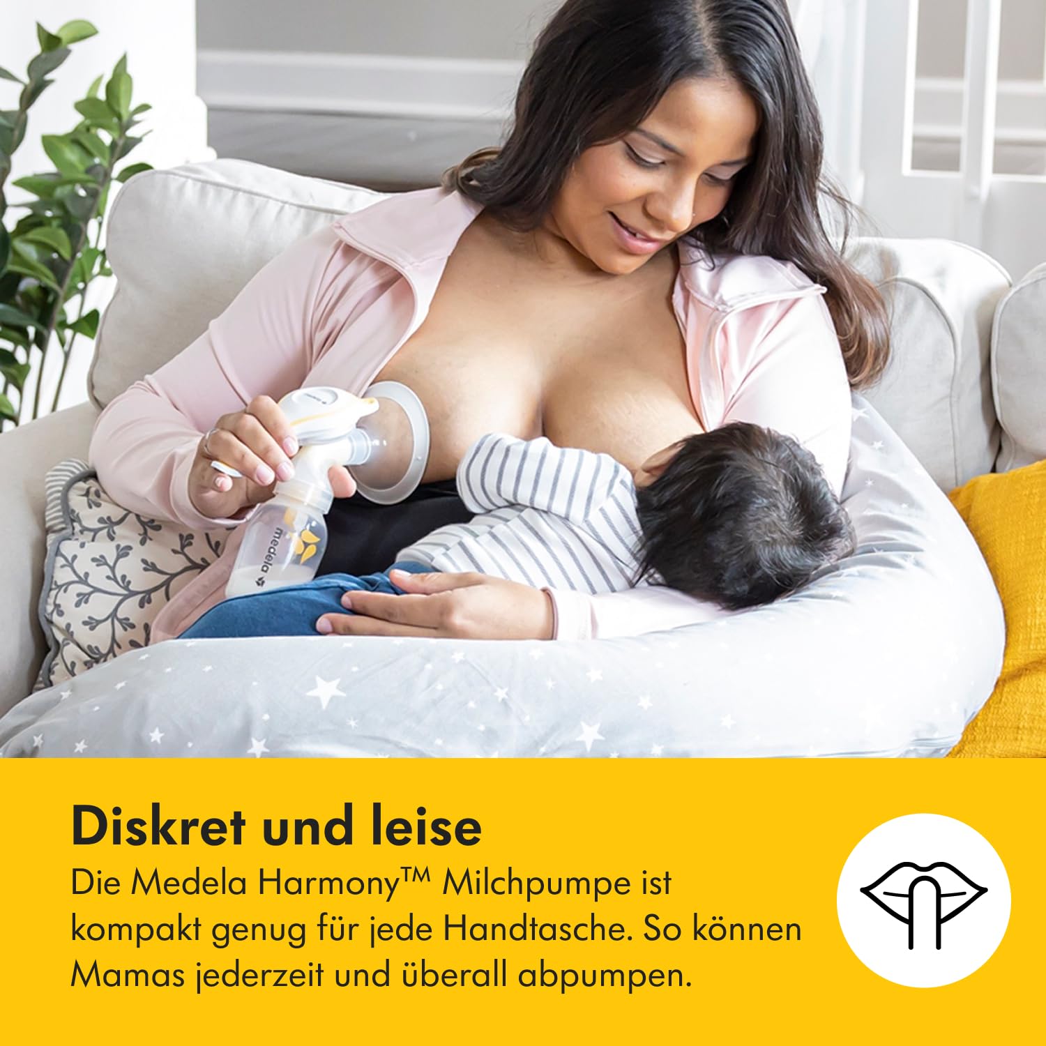 Medela Harmony Handmilchpumpe – Kompaktes Schweizer Design – Manuelle Milchpumpe mit PersonaFit Flex Brusthauben und 2-Phase-Expression-Technologie