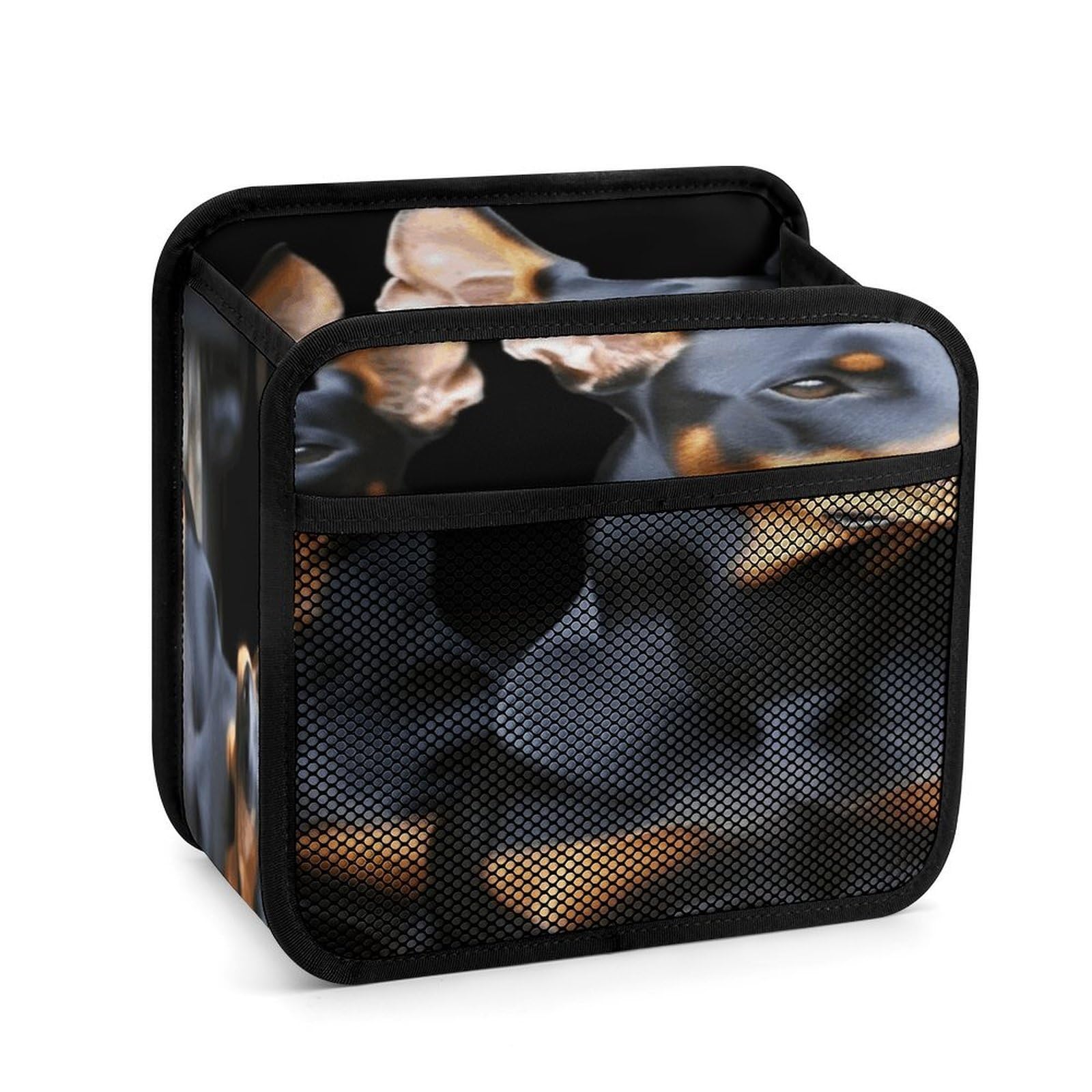 FekiLoot Doberman Backseat Car Organizer - Premium PU Leather Hanging Car Seat Organizer with Storage Mesh Pockets, Large Capacity Car Backseat Organizer Travel Accessories