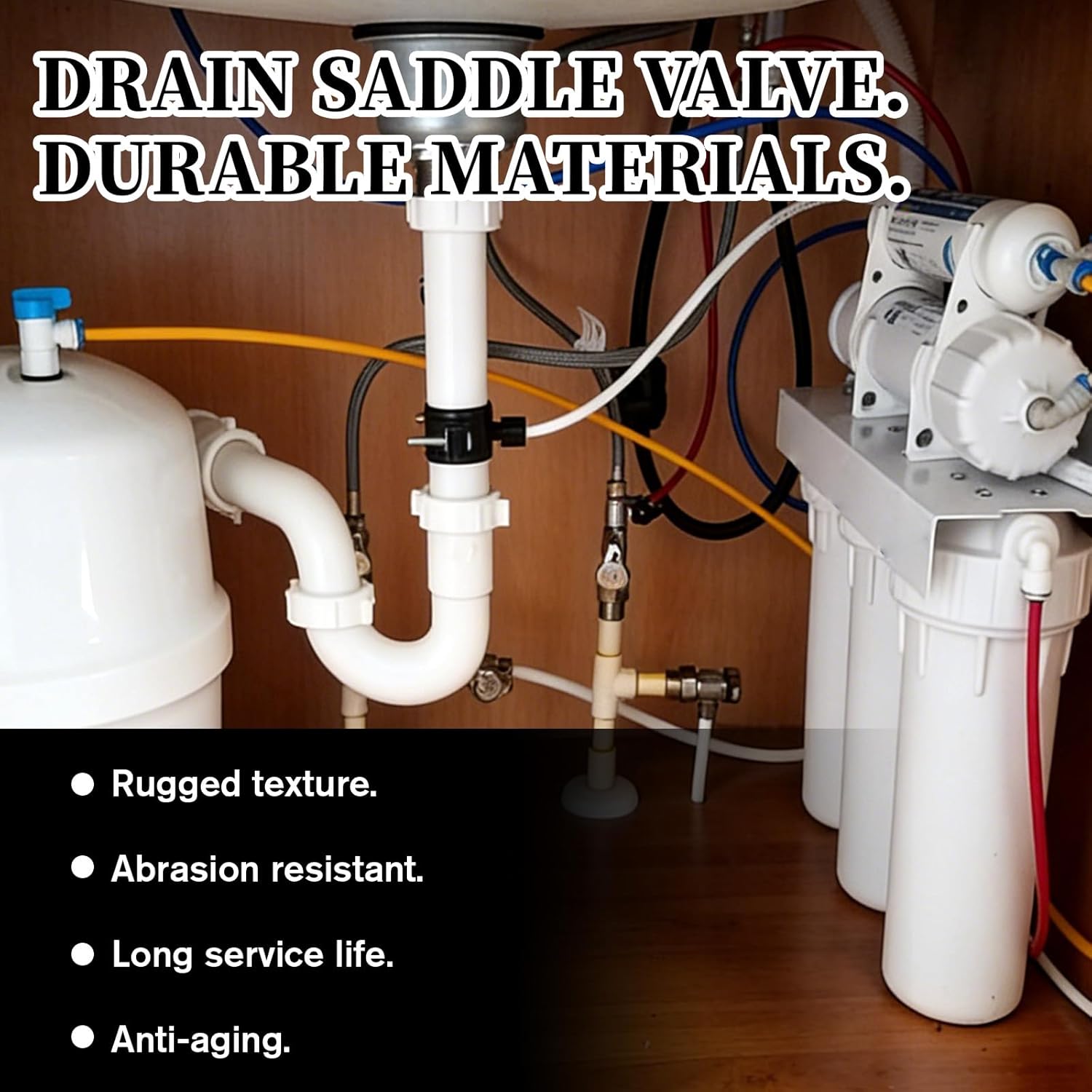 Drain Saddle Clamp Drain Saddle Valve 3/8" Quick Connect Plastic Water Filters Valve Clamp for Reverse Osmosis System