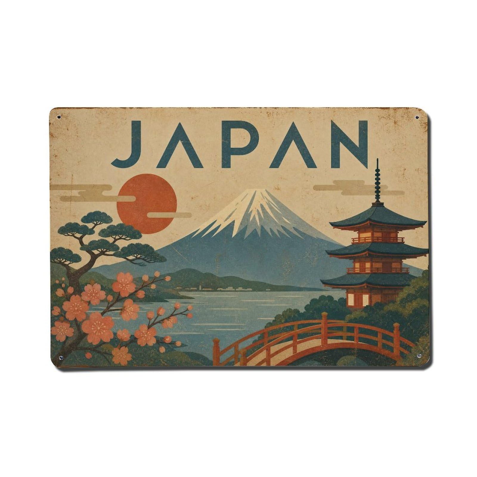 Huiyhb 8X12inch(20X30cm) Vintage Travel Japan Harmony Metal Tin Sign
