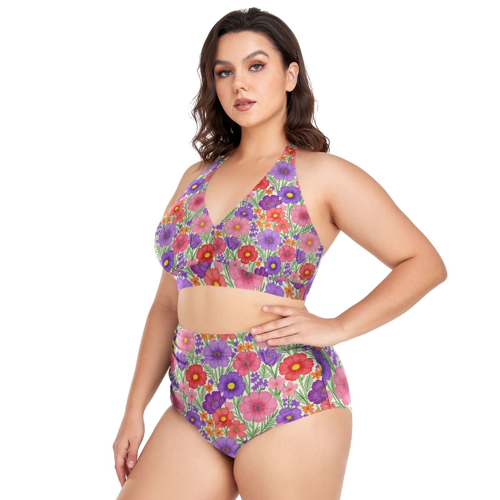 FRODOTGV Curvy - Costume da bagno a due pezzi da donna, taglia L-4XL