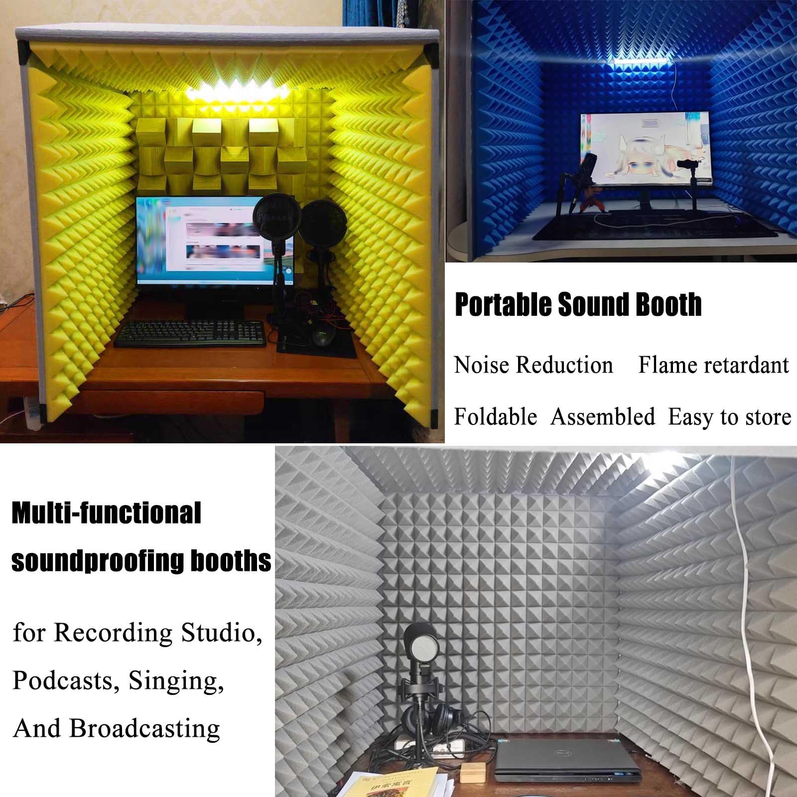 Studio di Registrazione Portatile insonorizzato, Filtro Anti-Pop per Microfono, Copertura Acustica per la riduzione del Rumore in Studio di Registrazione Domestico, Registrazione Musicale, b
