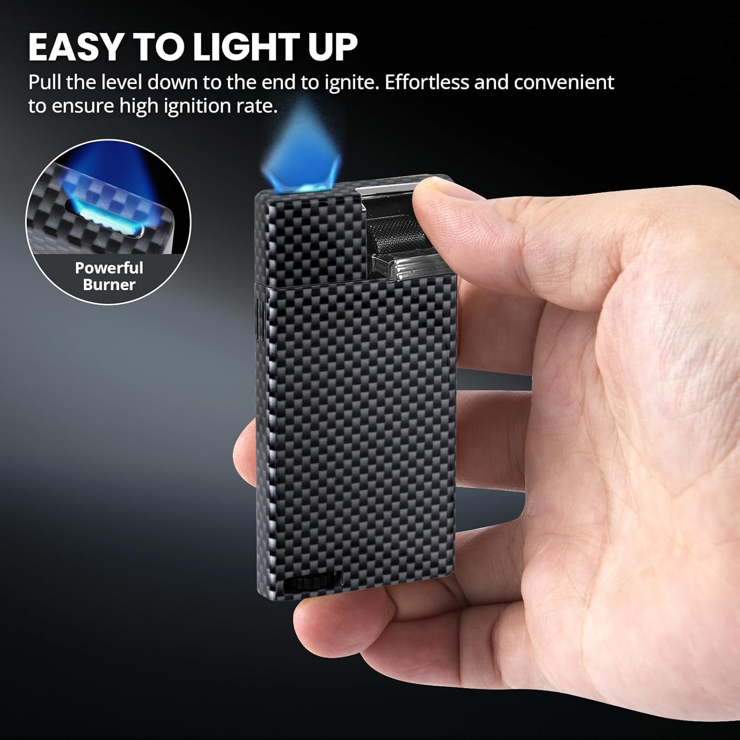 Flat Flame Torch Lighter, Slim Butane Torch Lighter, Refillable Fancy Butane Lighters, Windproof Adjustable Pocket Lighters with Visible Window, Novelty Gifts for Men Women, No Gas