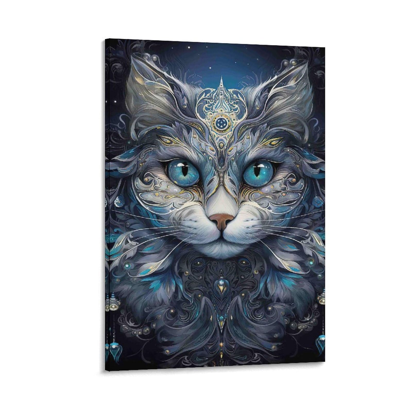 DHBANEIOK Fantasy Cat Art Poster Artwork Giclee Canvas Prints Modern Canvas Wall Art Picture Wall Hanging for Office Gym Living Room Decor 20x30inch(50x75cm)