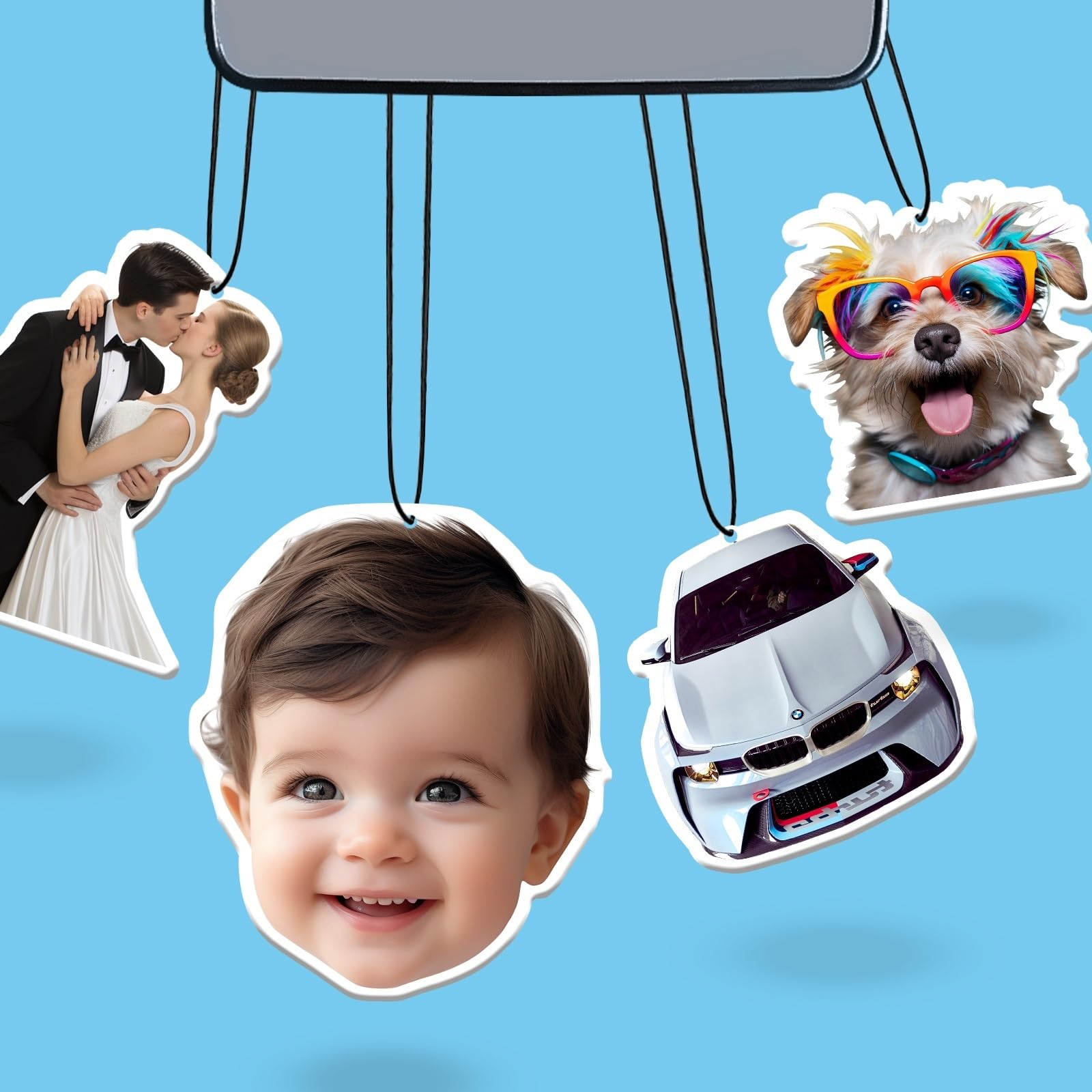 Custom Air Fresheners with Picture - Car Charm Refresher Hanging - Personalized Photo Air Freshener Car Decorations Gifts for Boyfriend
