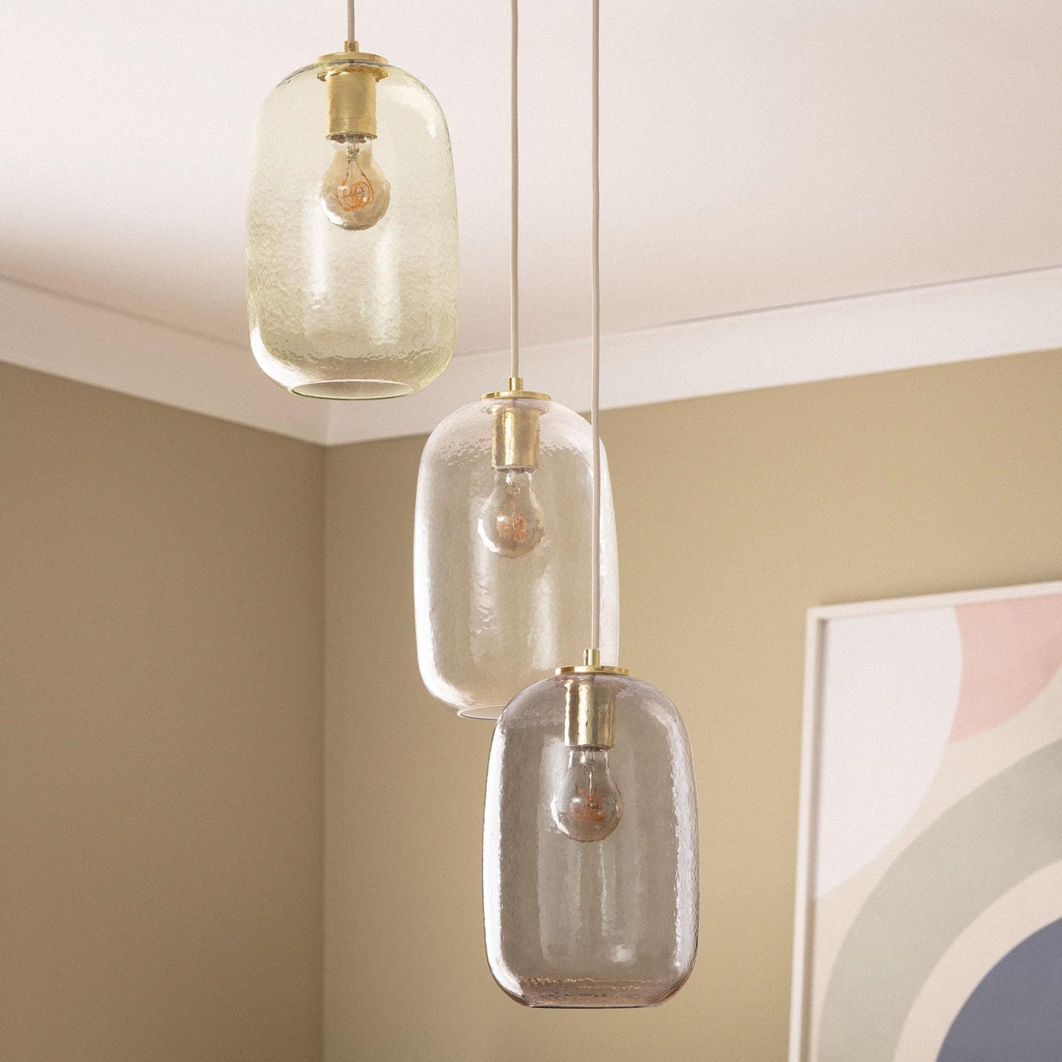 LEDKIA Lámpara Colgante Cristal y Metal Bonhomía Multicolor