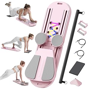 Pilates Board, Pilates Reformer Set, Pilates Machine 15-in-1 Multifunctional Abdominal Board for Home Office Workout, Foldable Portable Pilates Reformer Board for Women