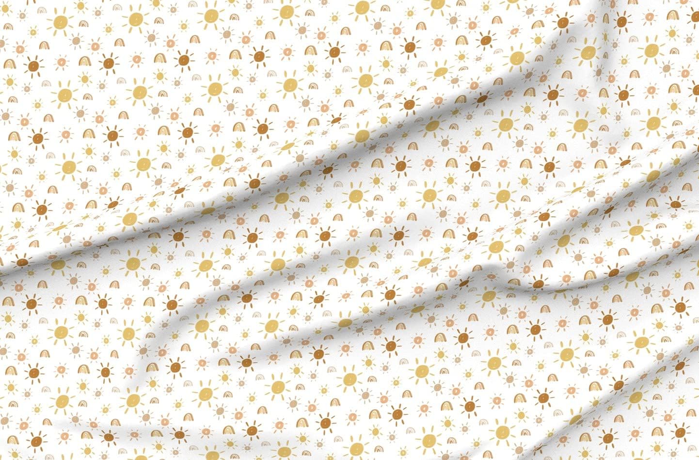 Spoonflower Fabric - Golden Sun Sunny Yellow Bright Gold Kids Nursery Watercolor Printed on Denim Fabric by The Yard - Bottomweight Apparel Home Decor Upholstery