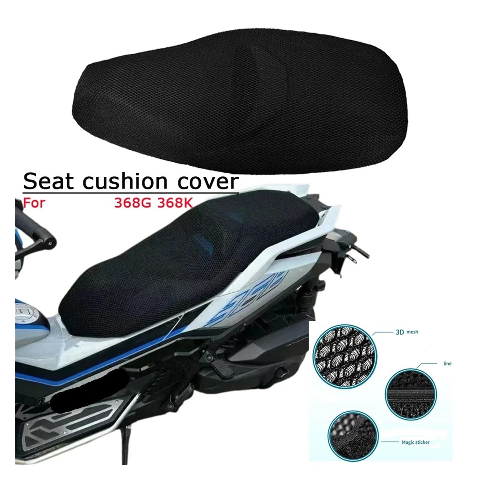 Coprisella Per ZONTES 368G/368K Coprisedile Moto Rete A Nido D'ape | Per ZONTES 368G/368K Coprisedile Per Moto Maglia A Nido D'ape Protezione Solare Antiscottatura