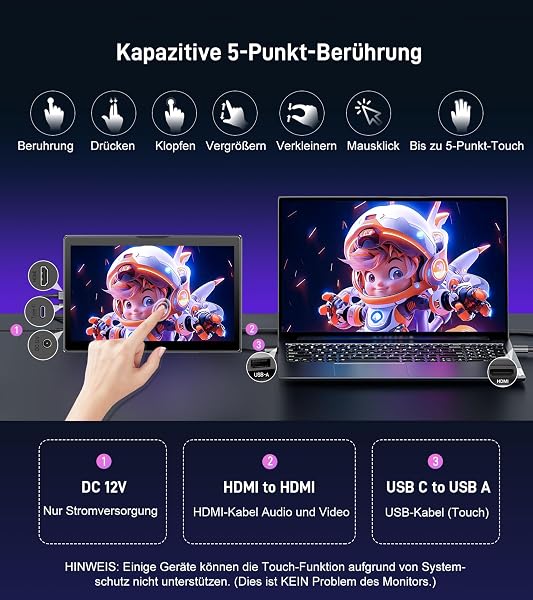 Ueplain Écran Tactile Portable 8 Pouces Moniteur pour Raspberry Pi, HD IPS 1280×800 Mini Petit écran avec boîtier, Double Haut-Parleur, HDMI, pour Raspberry Pi 5/4B/3B+/3B/B+, Windows 11/10/8/7/PC - 5