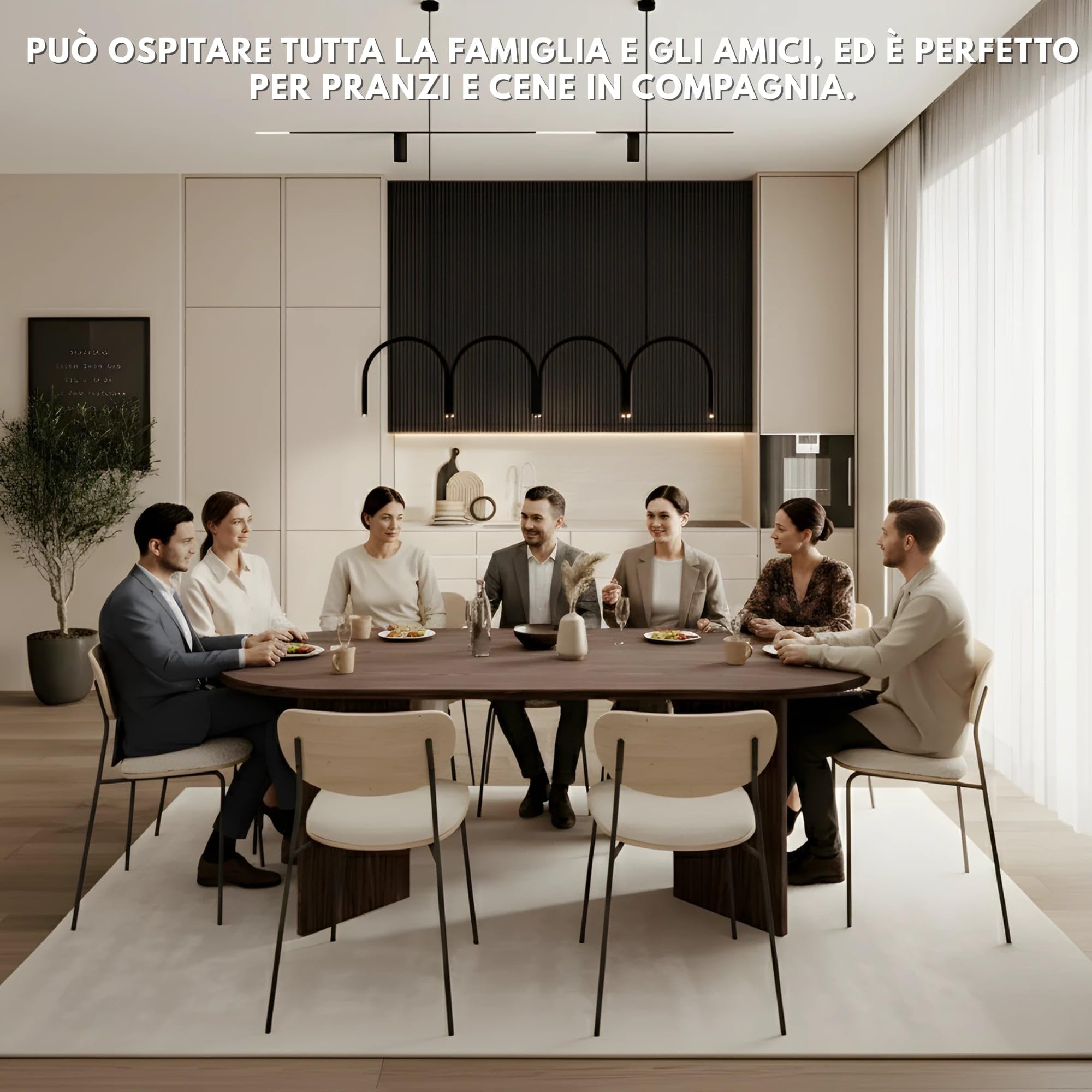 Selsey Tavolo da Pranzo Ovale 90 x 204 cm Ovo, Legno ingegnerizzato, Noce del Wisconsin, 204 cm