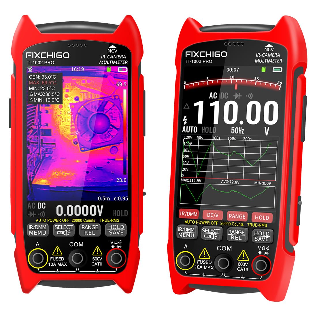 Photo 1 of 2 in 1 Thermal Imaging with 20000 Counts Multimeter Function Infrared Camera Pixels ISR256x192 Image Resolution 427x320 3.5 inch LCD -20? to 550? Temperature Range 15 Color Modes