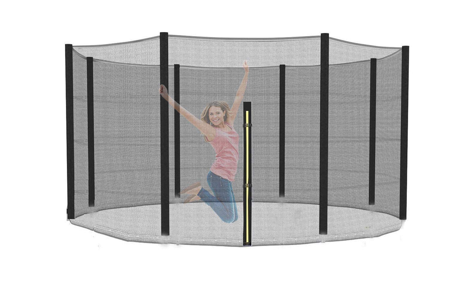 Red de reemplazo neta de seguridad para trampolín Ø 244 305 366 427 cm, neta de reemplazo de trampolín de jardín para 6/8 varillas, netas externas,Negro,183 CM（6FT）~6 stangen