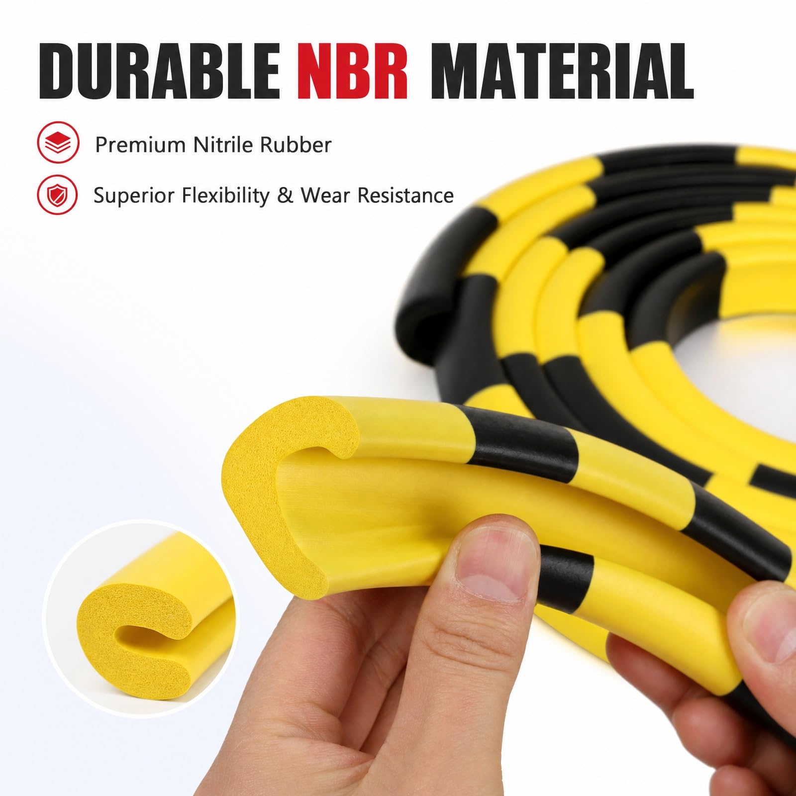 Protector Esquinas Pared Negro Amarillo de Espuma, Protector Mural Autoadhesivo 500Cm, Pack de 4 Protecciones Industriales for Borde Maquinaria