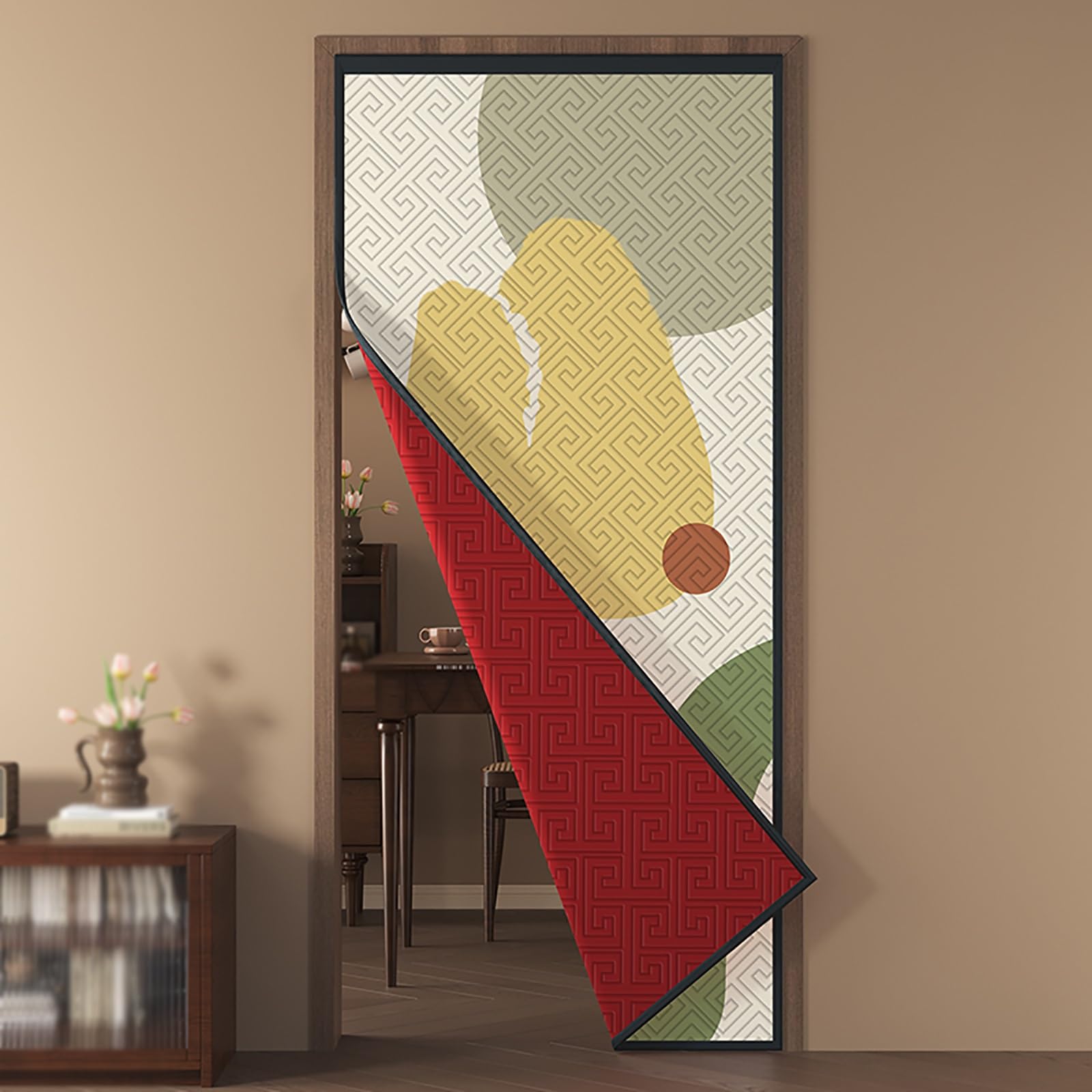 FLYIODFCXV Door curtain, Thickened Cotton Door Curtain, Heat Preservation, Sound Insulation and Noise Reduction, with Printed Patterns(Colorful,95 * 210cm/37.4 * 82.6in)