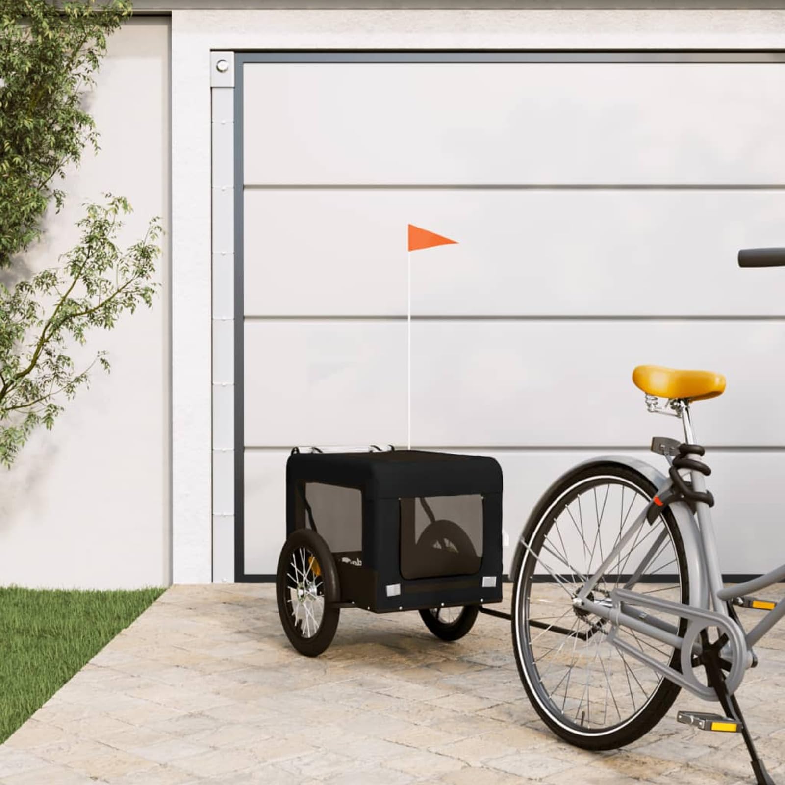Vopese Pet Bike Trailer, Foldable Pet Pushchair with Oxford Fabric and Iron Frame, 32 x 18 x 24 Inches, Durable Sturdy Construction for Dogs and Small Pets