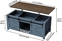 Vista 2 de Lift Top Coffee Table, 47.3'' Farmhouse Coffee Table with Large Hidden Storage Compartment & Sliding Barn Doors, Wood Modern Rectangle Table for