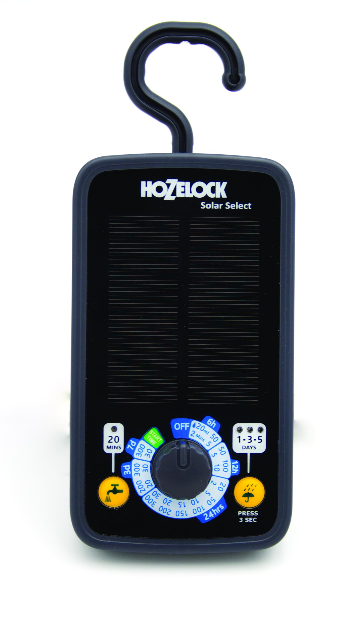 HOZELOCK - Solar Select Controller, kit di irrigazione automatica a energia solare per un massimo di 20 vasi, sistema di irrigazione a goccia con tubo da 20 m, 13 programmi preimpostati, irrigazione