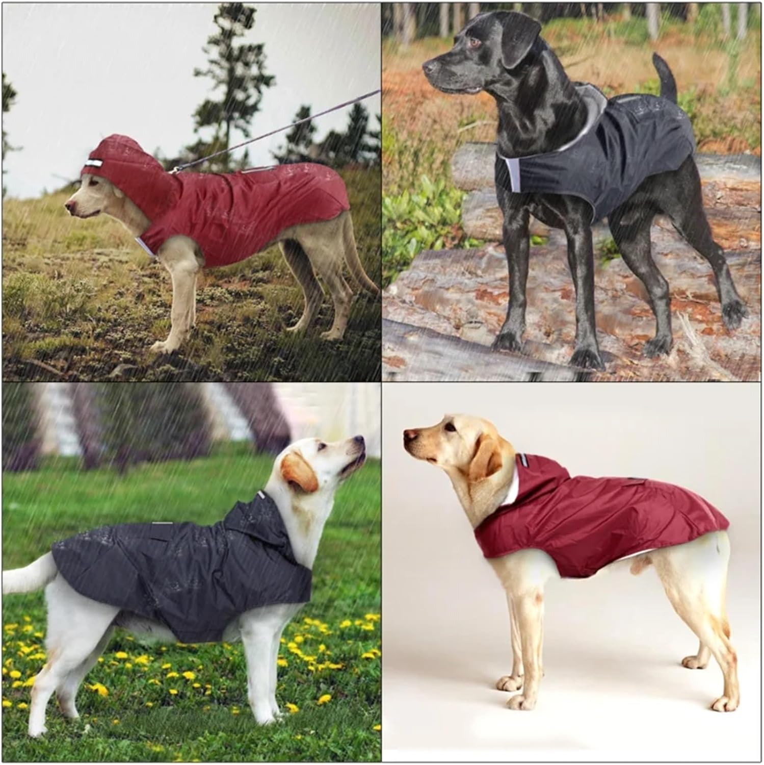 Dog Raincoat Jacket Clothes Reflective Waterproof Rain Poncho Outdoor Rainwear Costume Pet Supplies Artículos para Mascotas(RED,6X-Large)