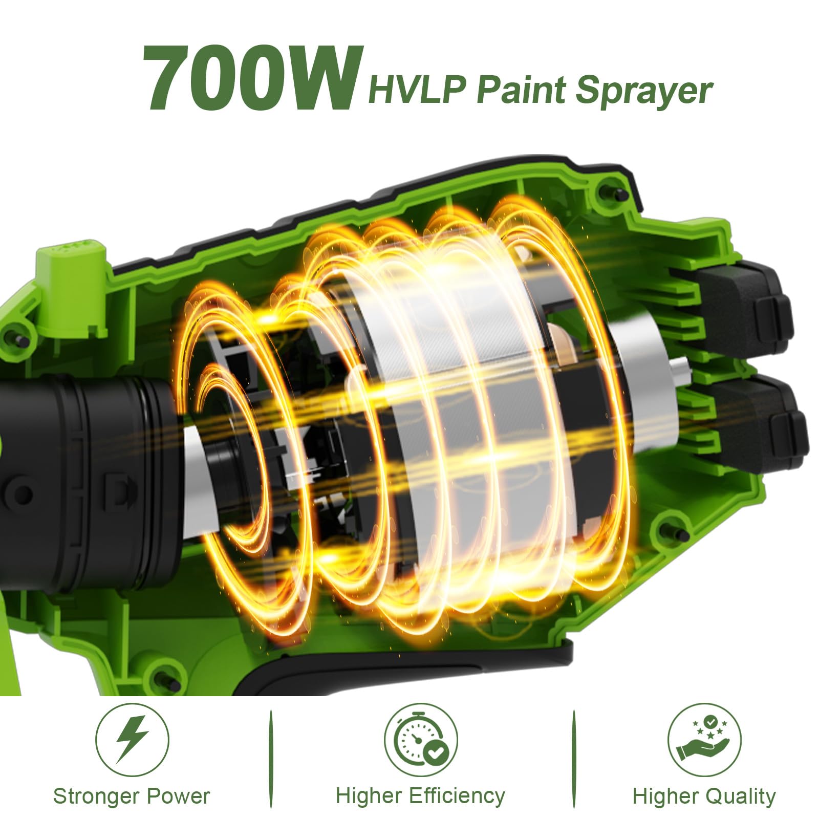 Farbsprühsysteme 700W HVLP, Lackierpistole mit 4 Düsen & 3 Sprühmuster, Elektrische Sprühpistole Blas- & Reinigungsfunktion, 1200ml, für Möbel, Wand, Türen, Zaun, DIY