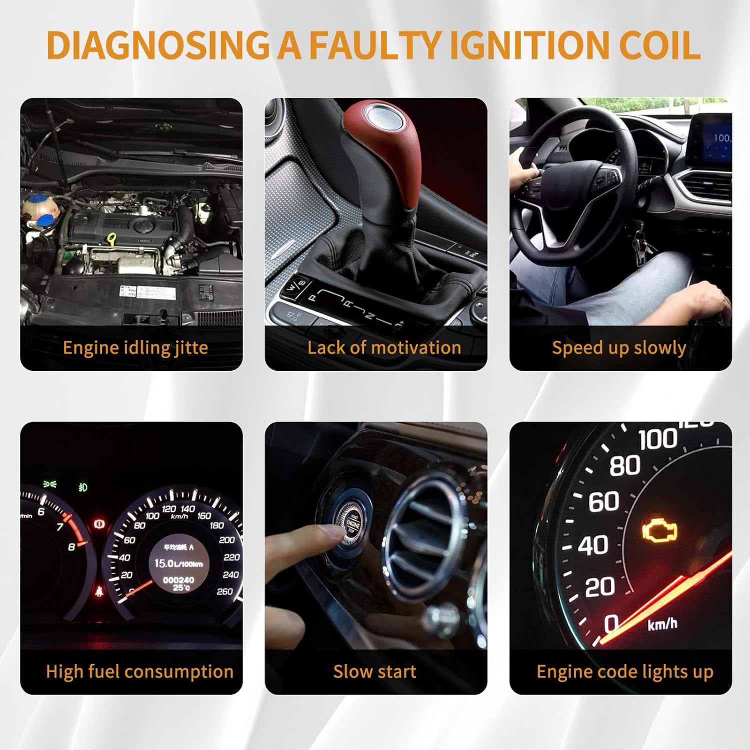 Set of 6 Ignition Coil Pack and Iridium Spark Plugs Compatible with Chrysler 300 Pacifica, for Dodge Charger Grand Caravan Avenger Journey Challenger V6 3.5L Replace UF502