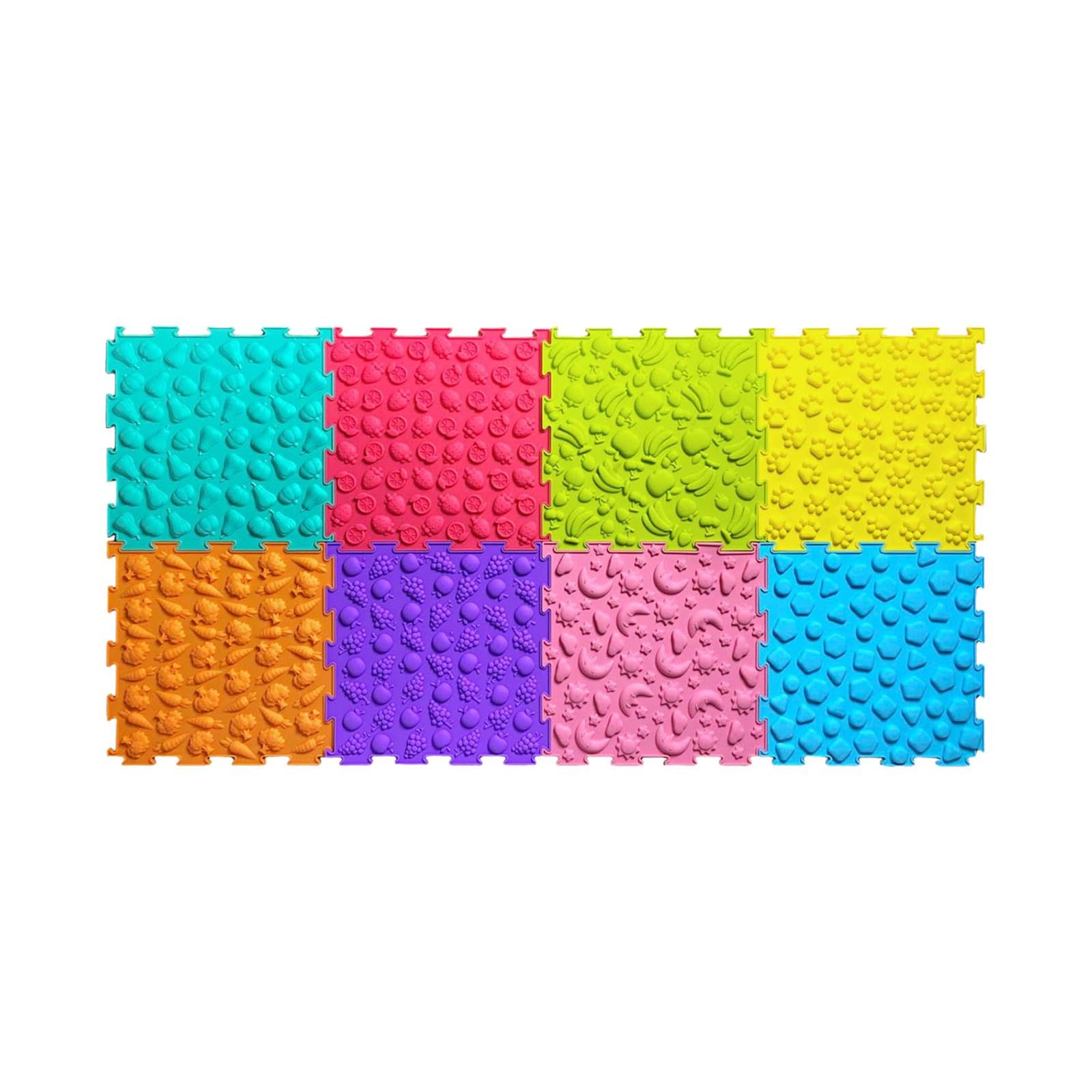 10 Stück Massage Bodenmatte Kinder Sinnesmatte Puzzlematte Fliesen Teppich für Sensorische Integration Motorikraum Spielzimmer, 8 Stück
