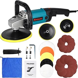 Buffer Polisher Waxer with Detachable Handle, Sandpapers, Sponge and Wool Polishing Pads, Rotary Polisher Machine for Car Floor Furniture Glass Polishing Waxing Sanding