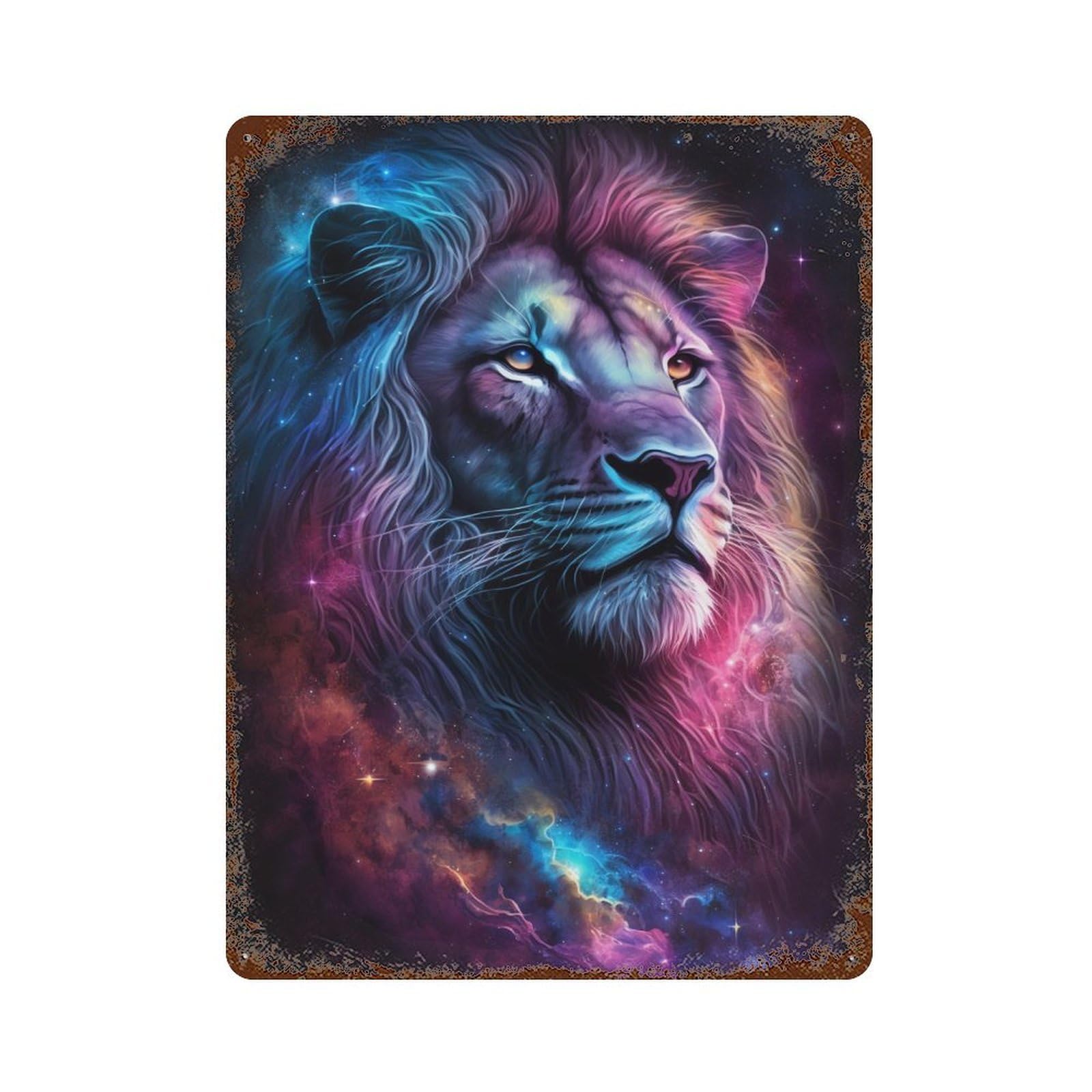 Cosmic Lion Art Print-3 Decorative Tin Sign 15.7"x11.8", Farmhouse Wall Decor for Garage, Bar And Workshop Decor