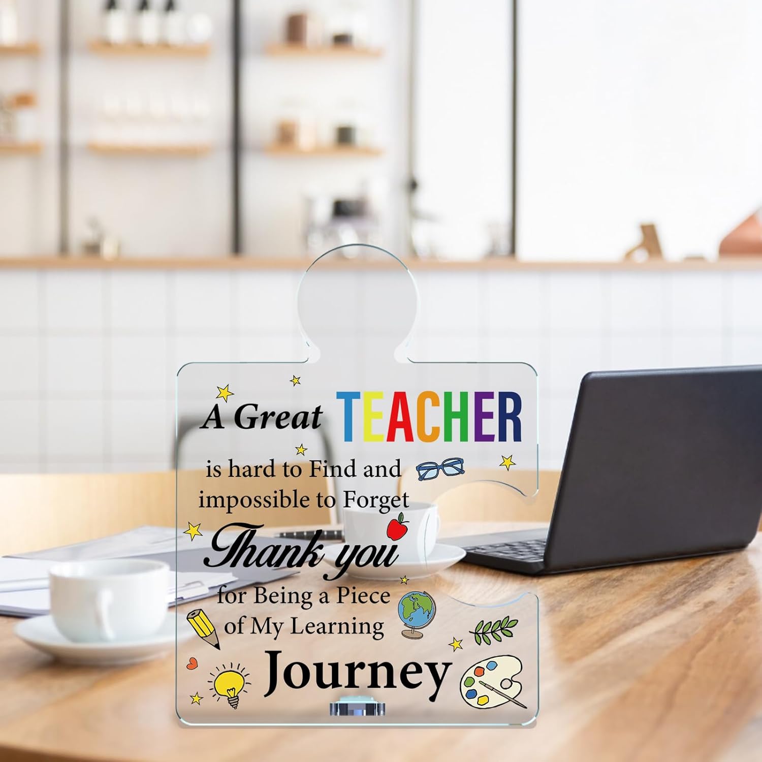 Thank You Gifts for Teacher, Best Teacher Appreciation Gifts for Christmas Birthday Thanksgiving End of Year, Teacher's Office Decor Acrylic Puzzle Plaque Sign Desk Decor - Image 7