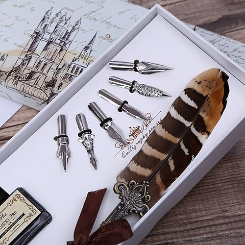 Miniatura 4 de Bolígrafo de plumas de búho vintage con plumas refinadas para bodas, firmas y escritura