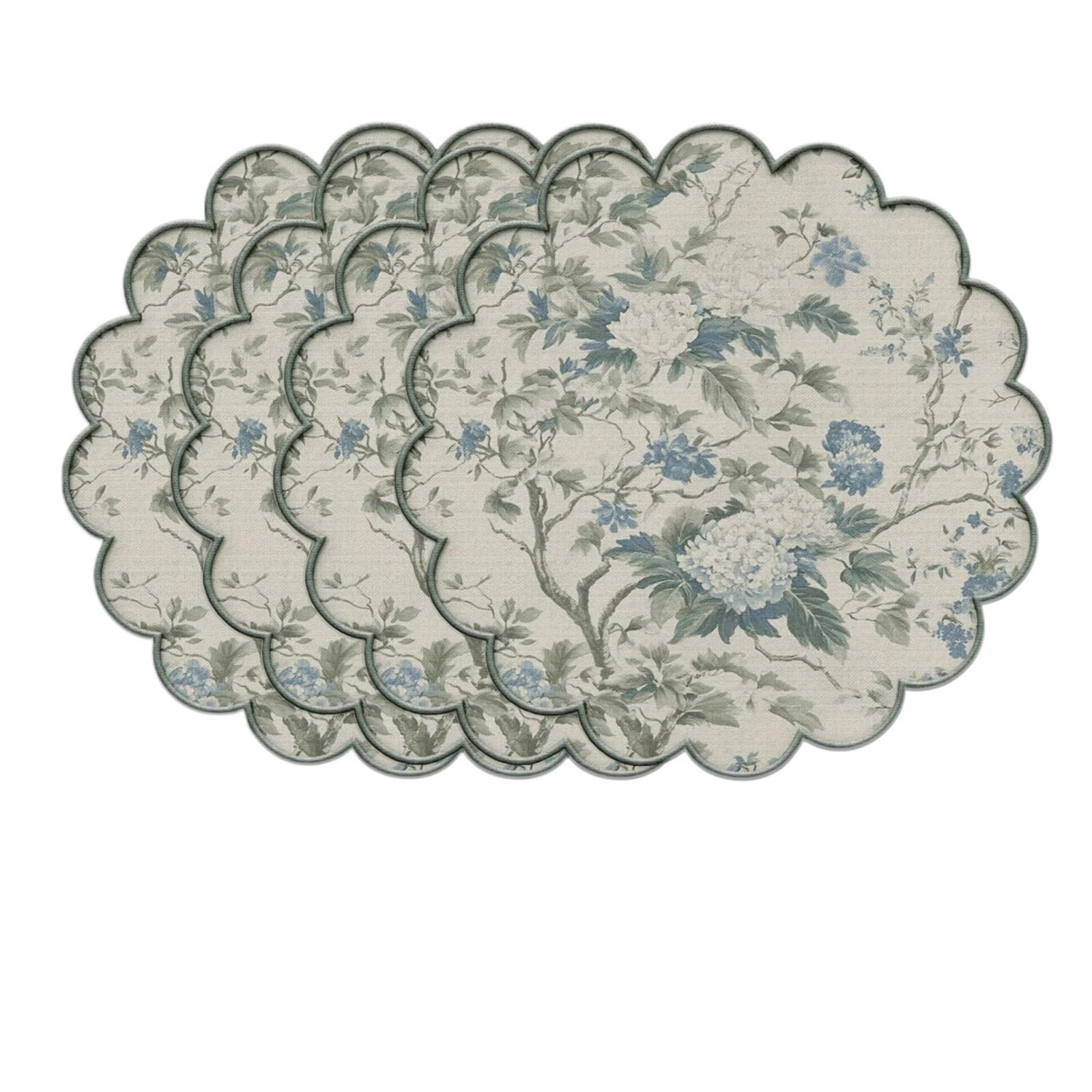 Place Mats for Table 4-Piece Vintage Floral Placemats With Scalloped Edges Rustic Home Gathering Table Decor And Accessories