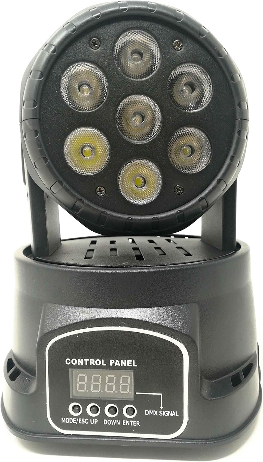 PROIETTORE LED RGB TESTA ROTANTE MOBILE EFFETTI DISCO 7 LED 10W