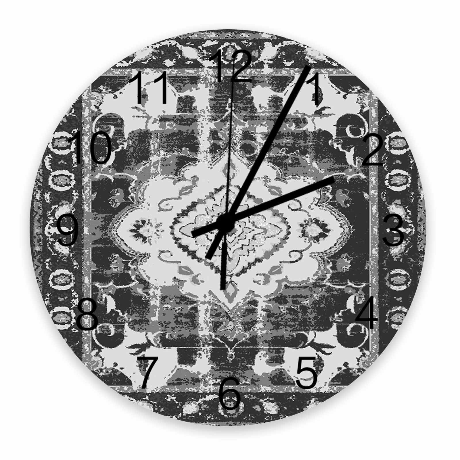Horloge murale silencieuse style bohème vintage et motifs briques pour salon