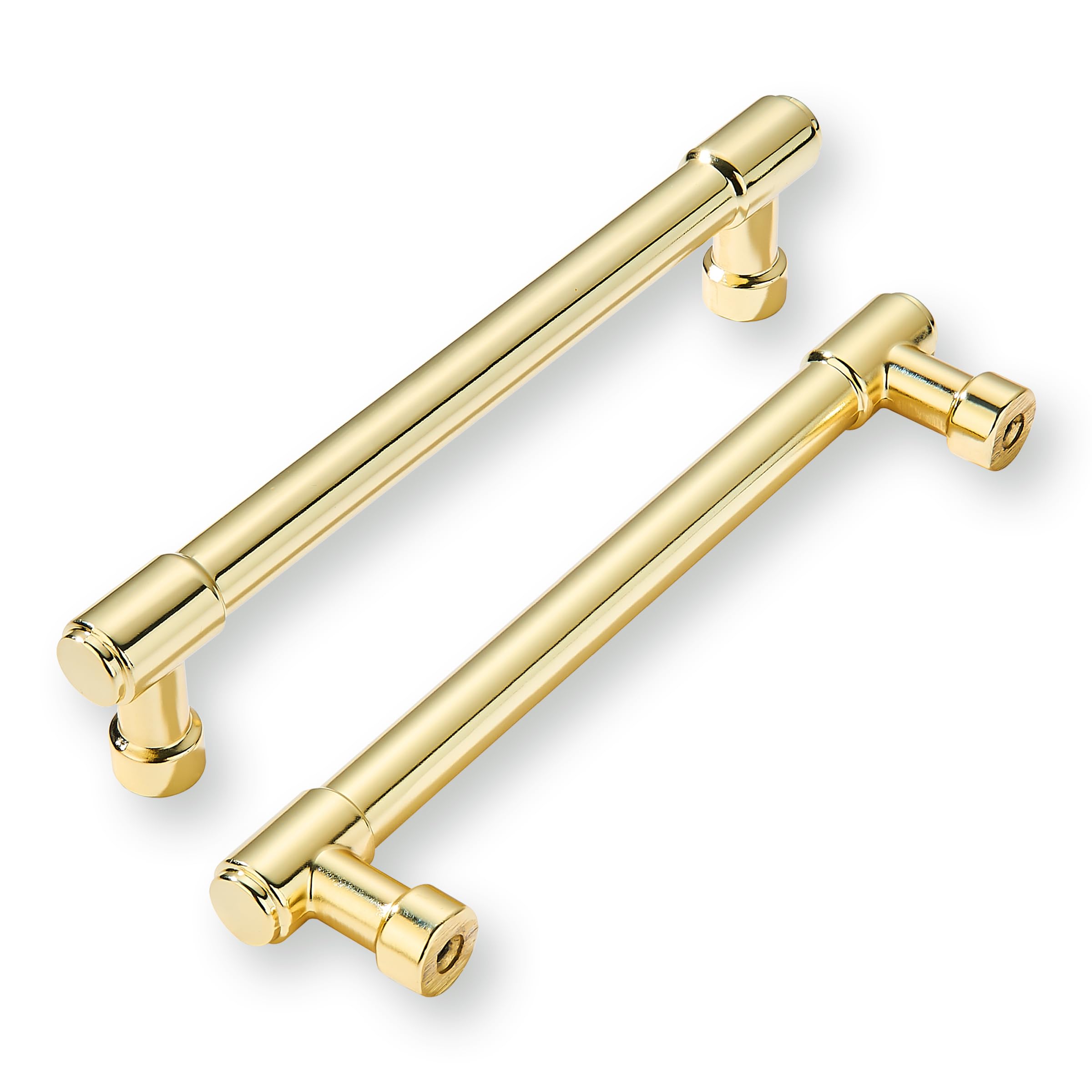 khtumeware 10-Pack 6inch Hole Center Polished Brass Cabinet Pulls Heavy Duty Solid Unlacquered Brass Cabinet Handles for cabinets Dressers โ image 1