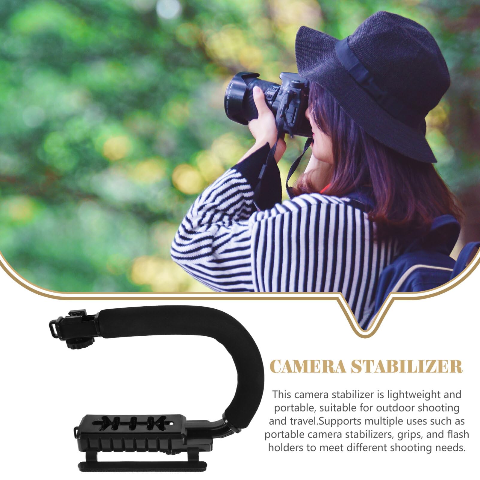 Stabilizzatore Fotocamera U Nero in Lega di Alluminio | Supporto Flash a Forma U, Impugnatura Leggera in Abs e Schiuma, per Dslr e Riprese Outdoor in Viaggio