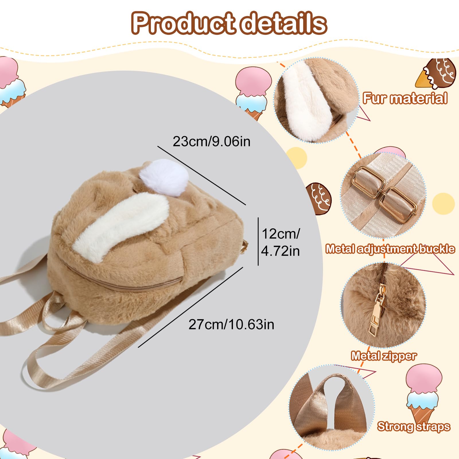Sac Personnalisable Enfant, Sac a Dos Personnalisé Enfant Prenom, Sac à Dos Bebe Lapin en Peluche, Sac a Dos Enfants Fille Garcon, pour Maternelle Primaire et Collège (Kaki)