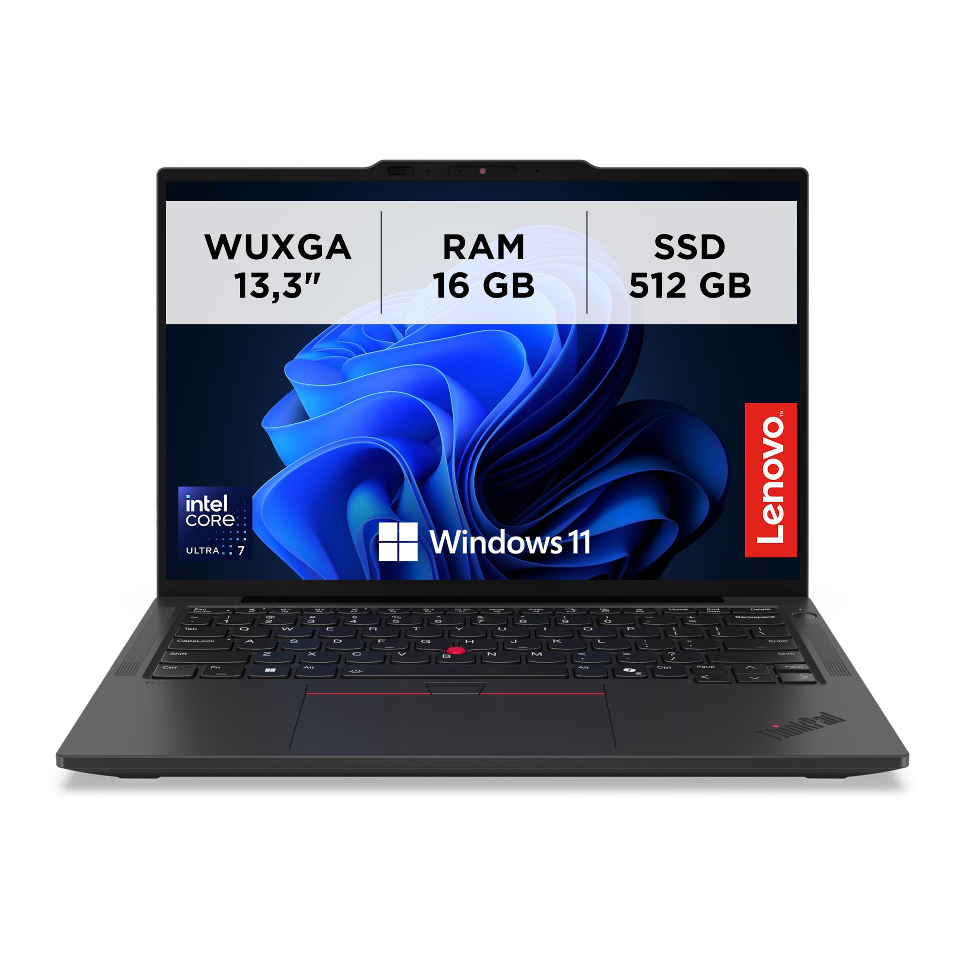 Lenovo ThinkPad X13 Gen 6 - Ordenador portátil profesional de 13,3" WUXGA, Intel Core Ultra 7 con IA, memoria RAM DDR5 16 GB, 512 GB SSD, ultraligero, cámara de 5 MP, color negro