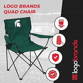 Logo Brands NCAA Michigan State Spartans Quad Chair, Unisex Adult Chair with One Cup Holder, Team Color, One Size