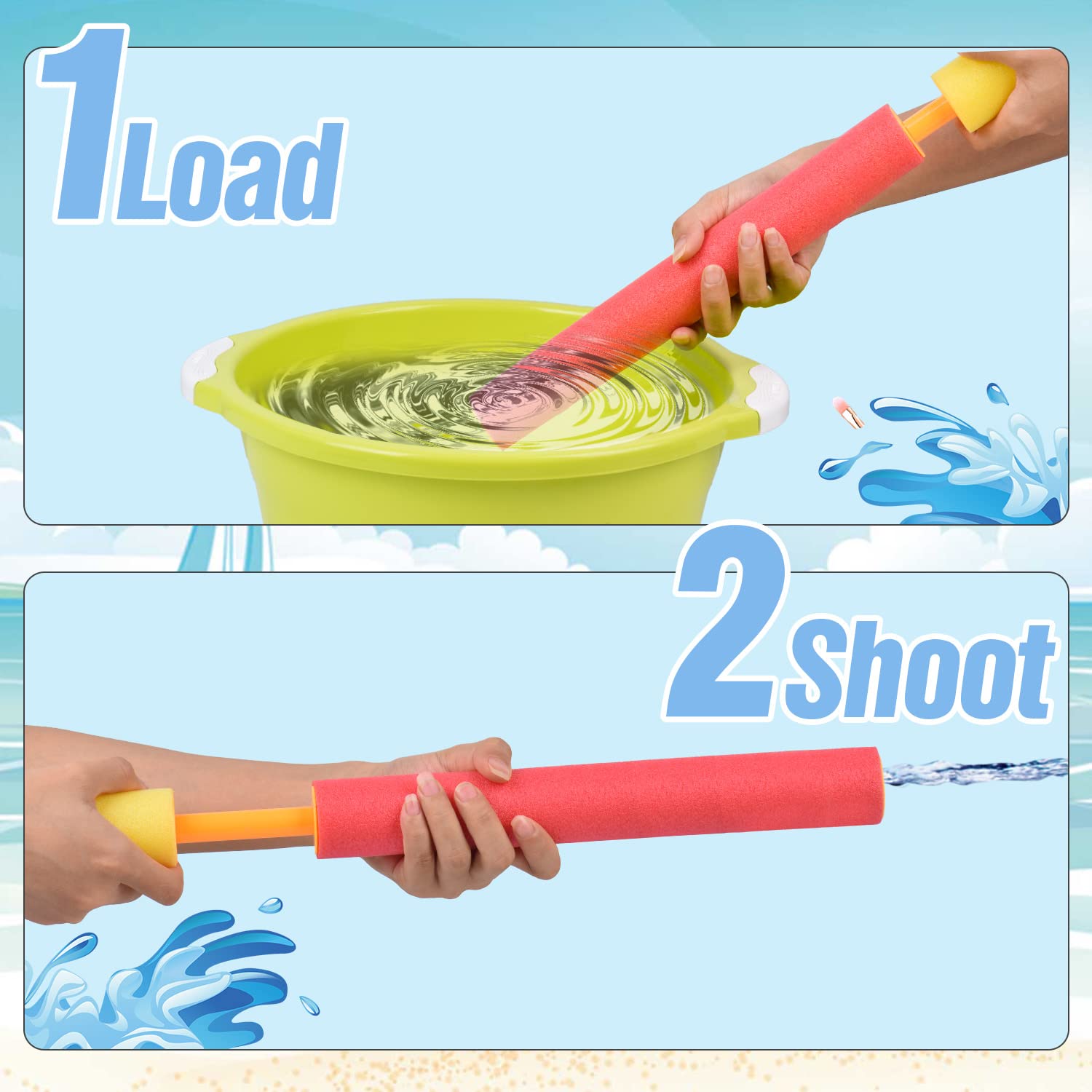 Pistolet à Eau Mousse pour Enfants, 6 Pistolets à Eau avec Une portée de 35 Pieds, Jouets Aquatiques d'été pour garçons et Filles, Pistolet à Eau pour Le Jardin, la Plage et la Piscine