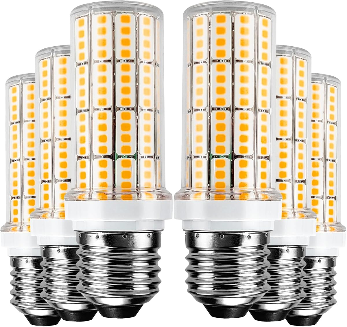 6 pcs Led Corn Light Bulb, 200w Equivalent 2500 Lumen 3000k Cool Daylight White 20w Non-dimmable Super Bright Led Bulb E26/E27 Base Led Light Bulbs for Home Garage Warehouse Indoor Outdoor Light Bulb