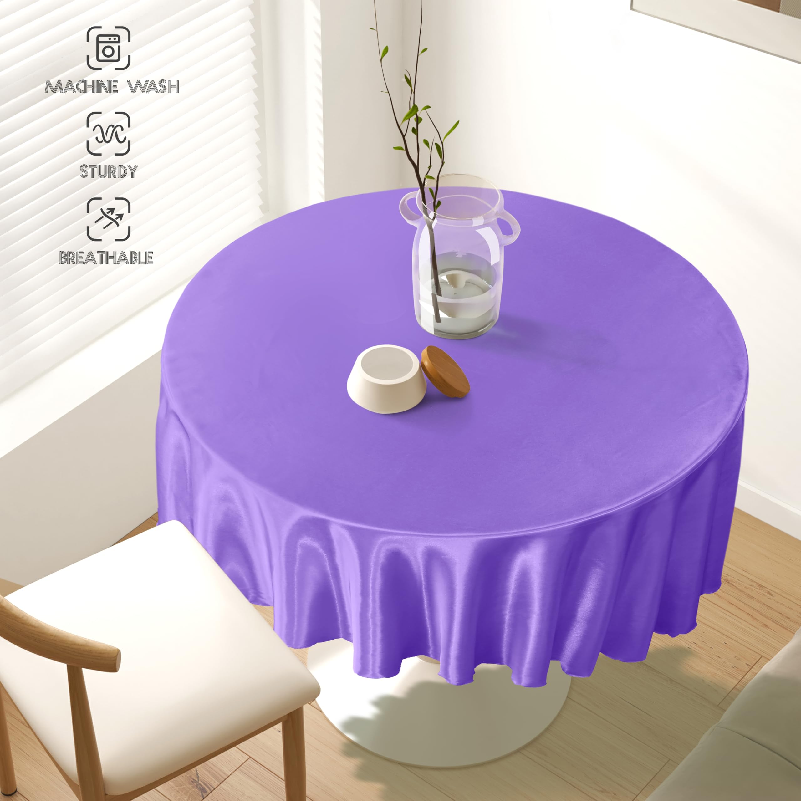 Snapklik.com : 1 Pack 60 Inch / 5ft Round Tablecloth Satin Table Cover,  Light Purple Table Cloth Overlay Bright Table Decorations, Silky Satin  Dining Table Cloths For Wedding Reception Graduation Banquet, image size:2560x2560