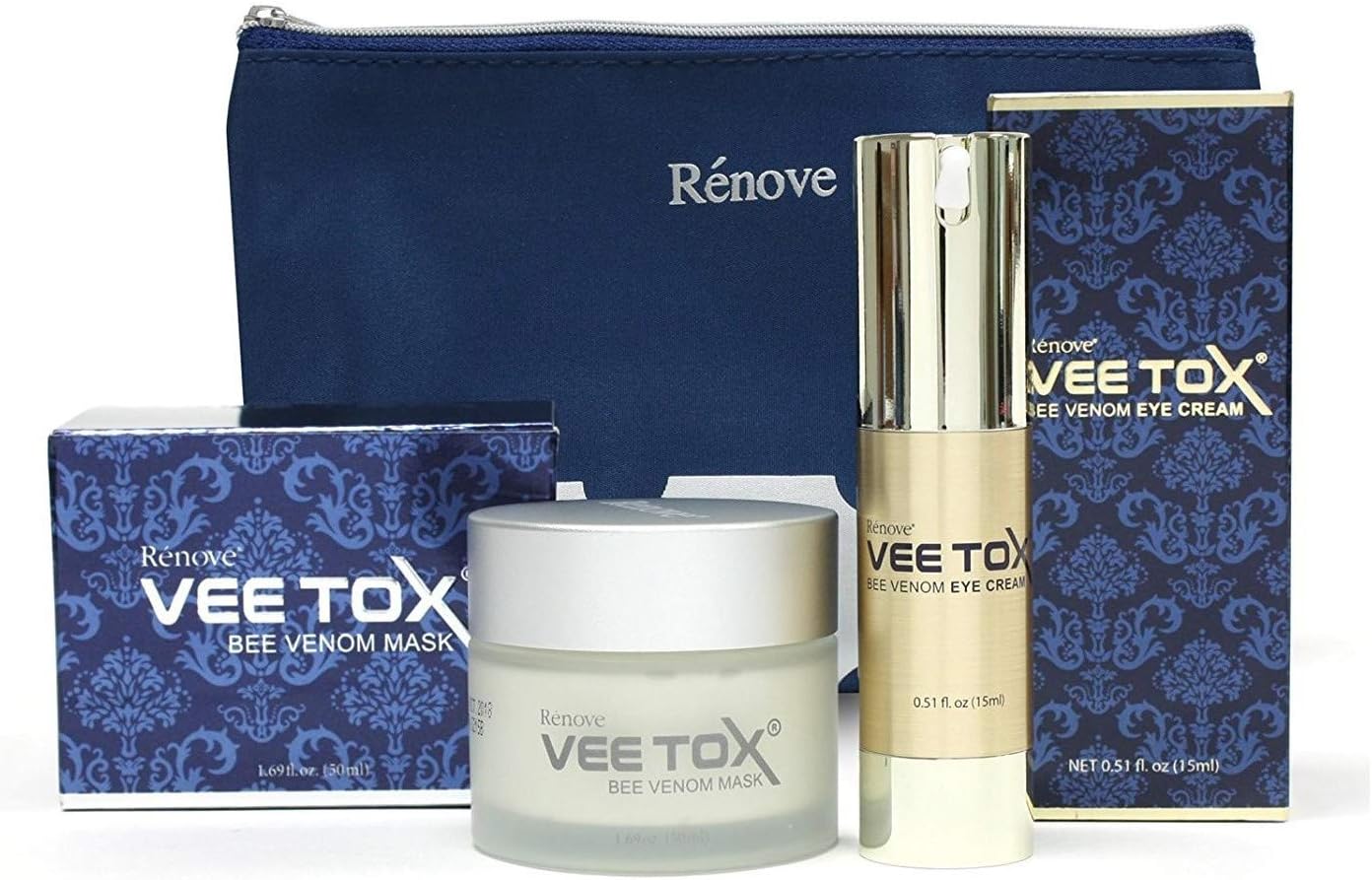 Renove VEE TOX Anti Aging Cream and wrinkle treatment - Bee Venom Cream with Manuka Honey 15 Mask - Bundle package VEE TOX Cream and VEE TOX Eye Cream
