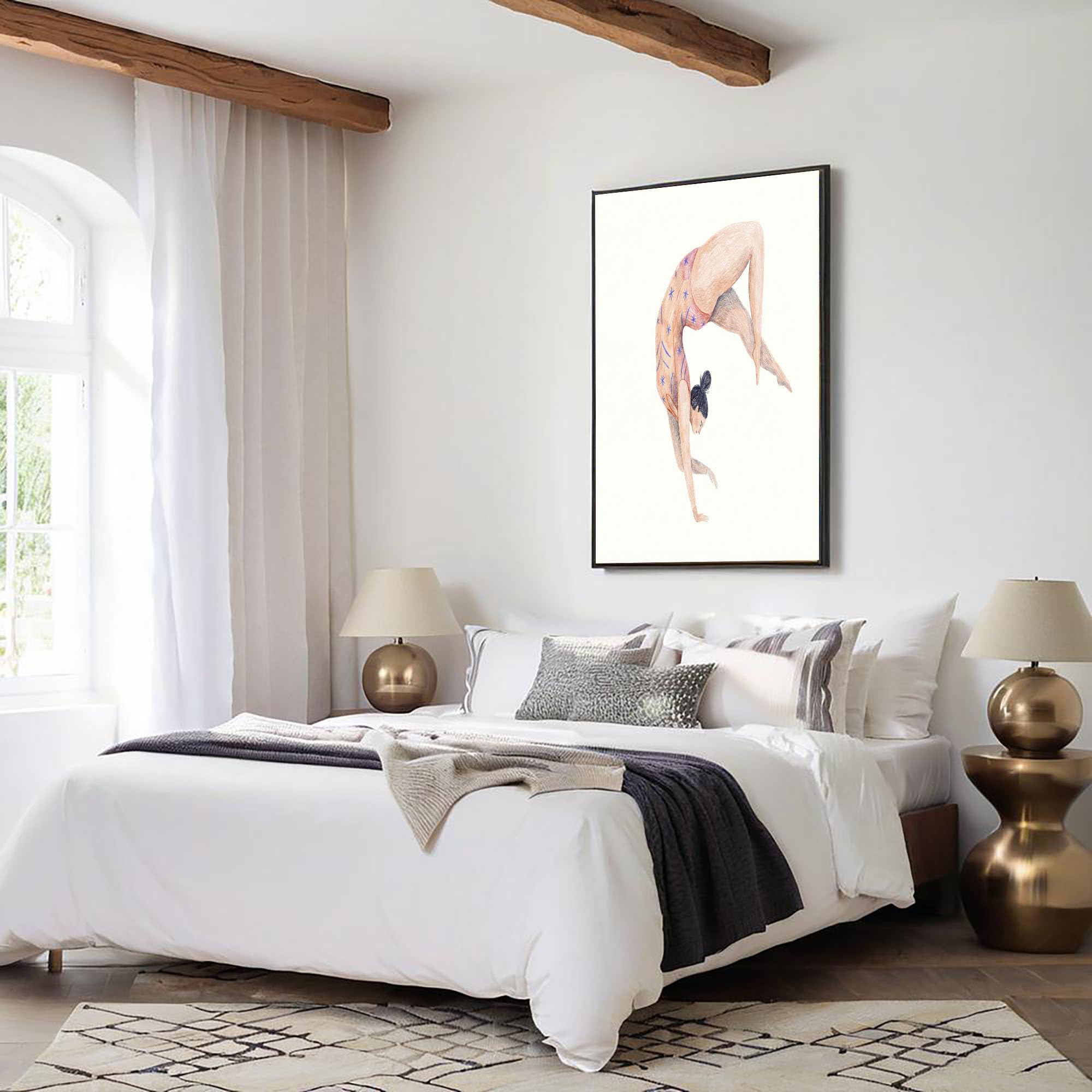 Póster de gimnasta dibujada a mano en lienzo grande de 70x100cm moderno sin marco 8