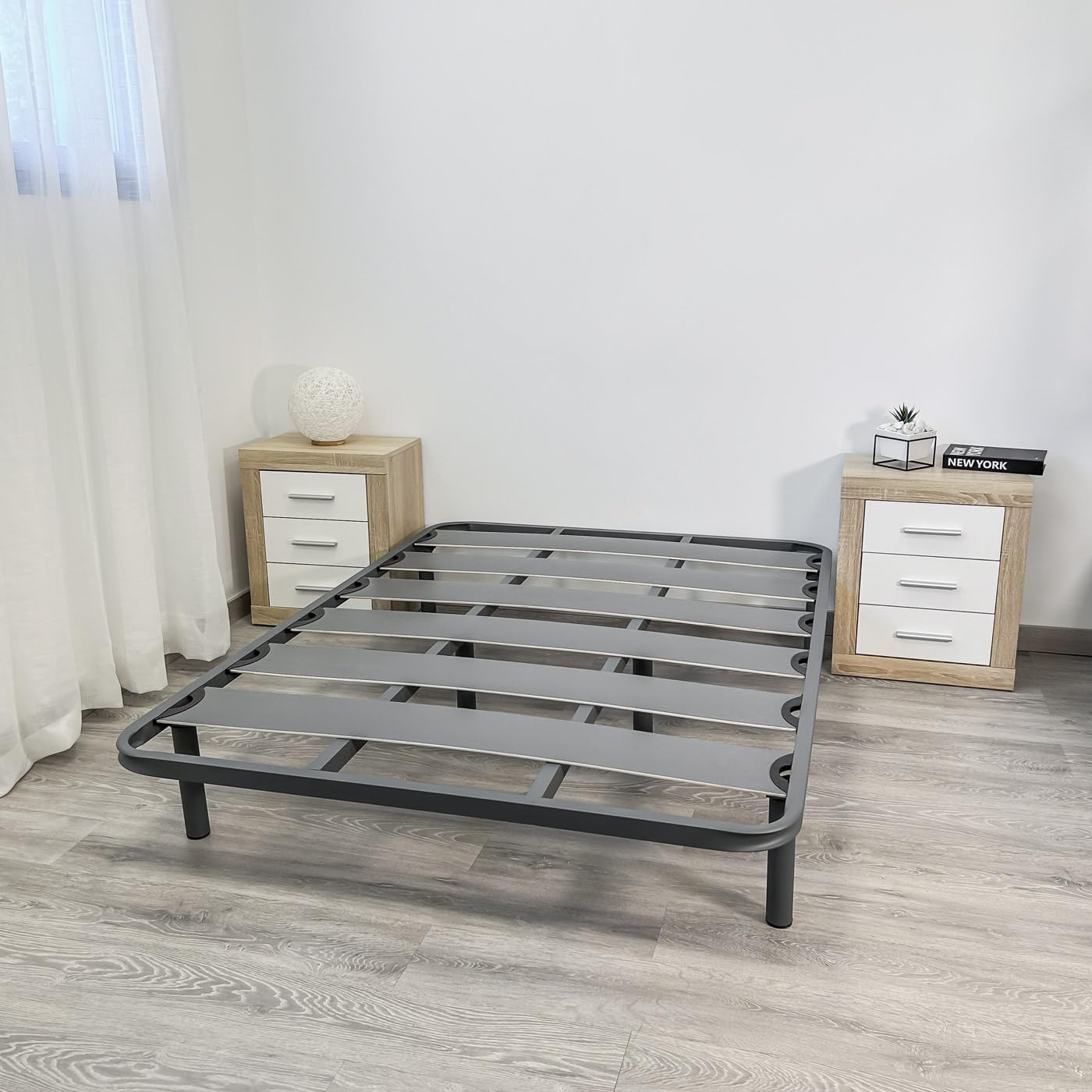 mattfy - Somier de Láminas Anchas Reforzado Anti - Ruido Estructura 40x30 mm con Juego de Patas Roscadas, Gran Estabilidad y Robustez, 90x190
