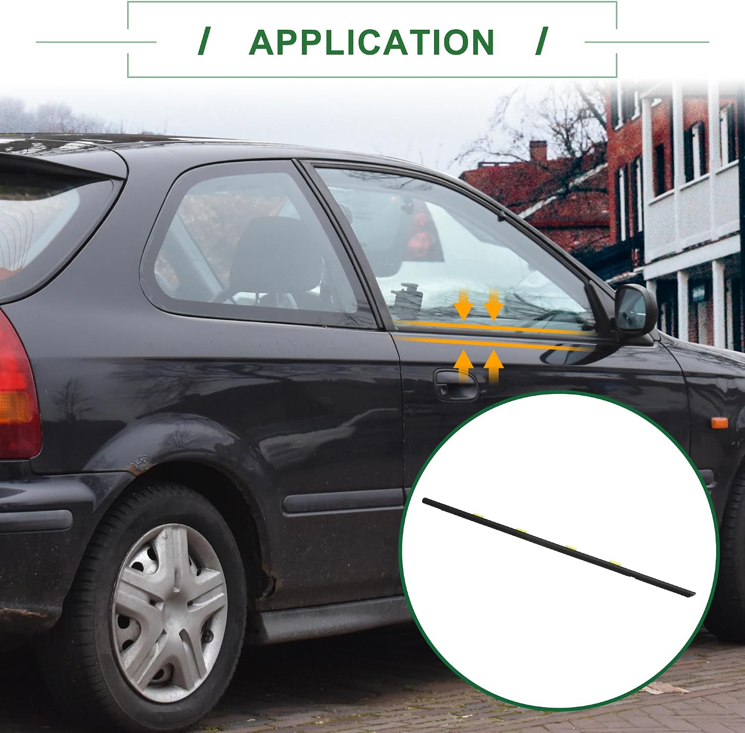 Motoforti Weatherstrip Window Seal, Window Trim Seal Belt, for Honda Civic 1996-2000, PVC, No.72450S04003/72410S04003/72950S04003/72910S04003, Black, 4pcs