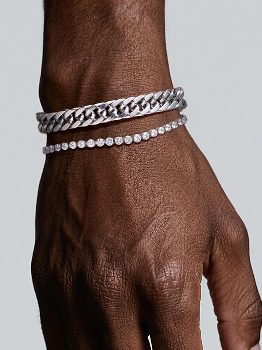 Pulsera de acero inoxidable cadena cubana para hombre miniatura 9